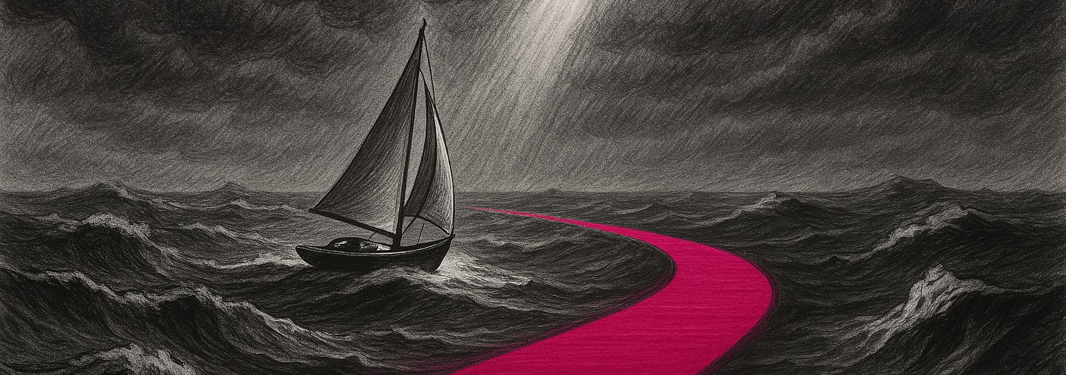Boat navigating treacherous waters