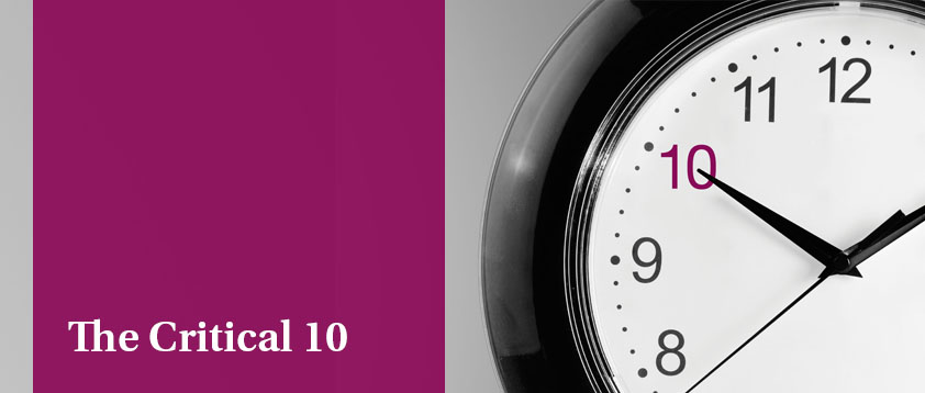 The critical 10 (clock with the number 10 is highlighted in purple)